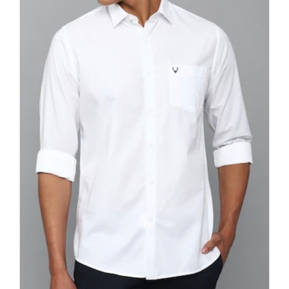 Allen Solly Mens White Sport Fit Long Sleeve Button Down Shirt 100% Cotton 44